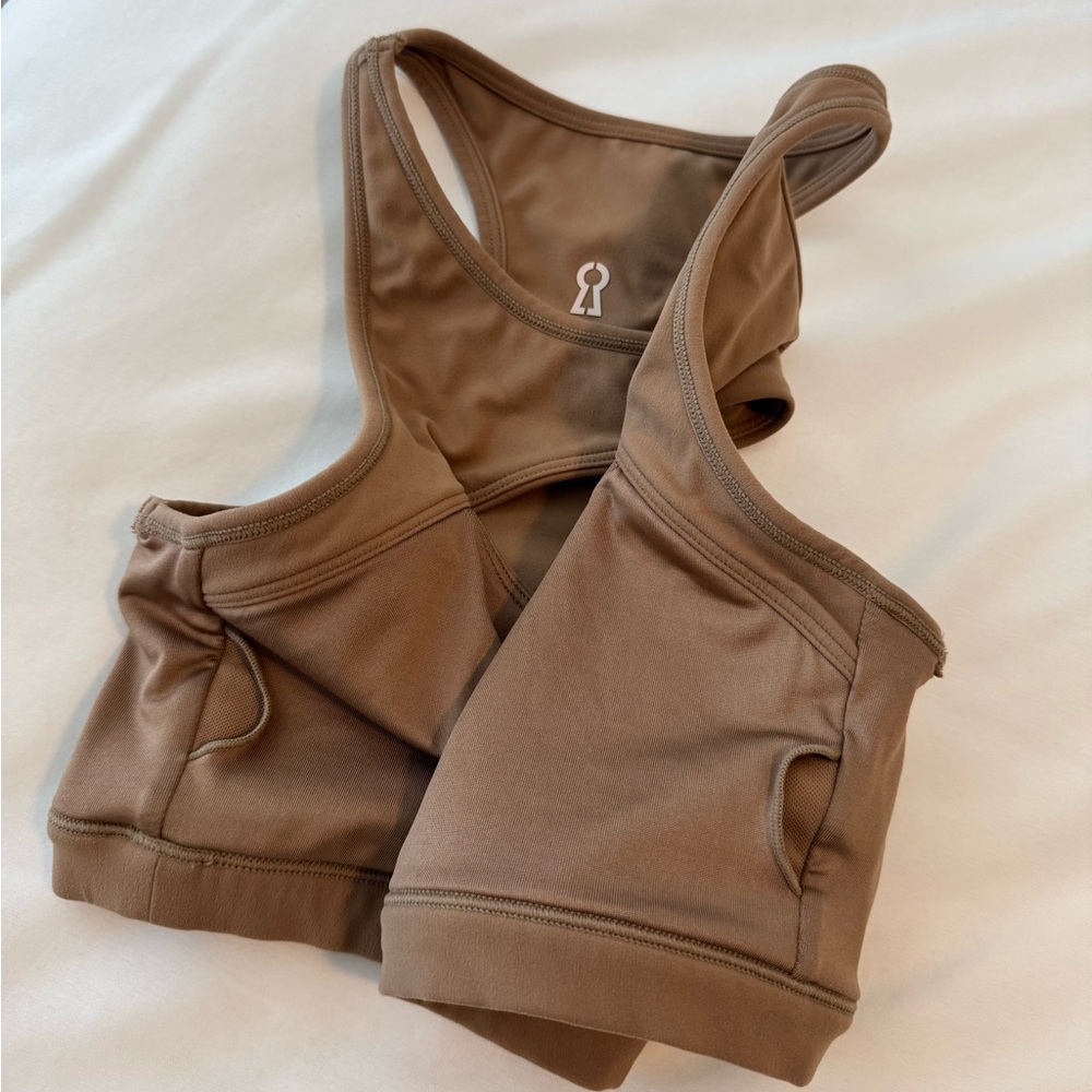 Cara Loren Active Beige Peekaboo Sports Bra Small - Picture 7 of 8